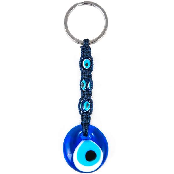 Evil Eye keychain Black made of Macrame