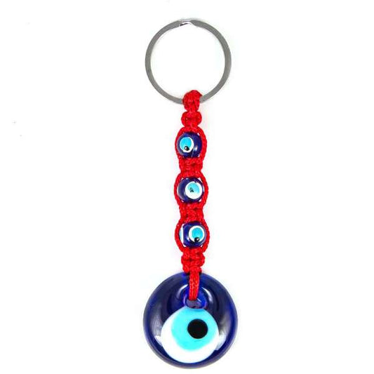 Evil Eye keychain Red made of Macrame